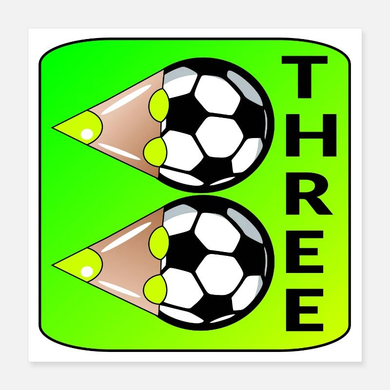 3rd Birthday - Soccer THREE Poster 16" x 16" (40x40 cm)