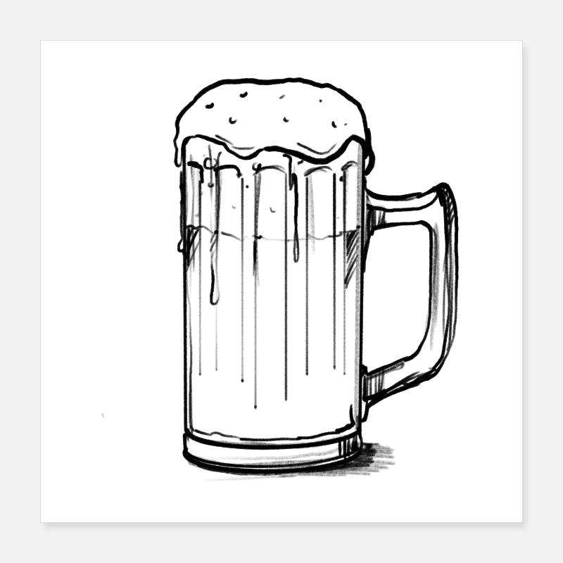 Gezeichnetes Glas Bier Poster 40x40 cm
