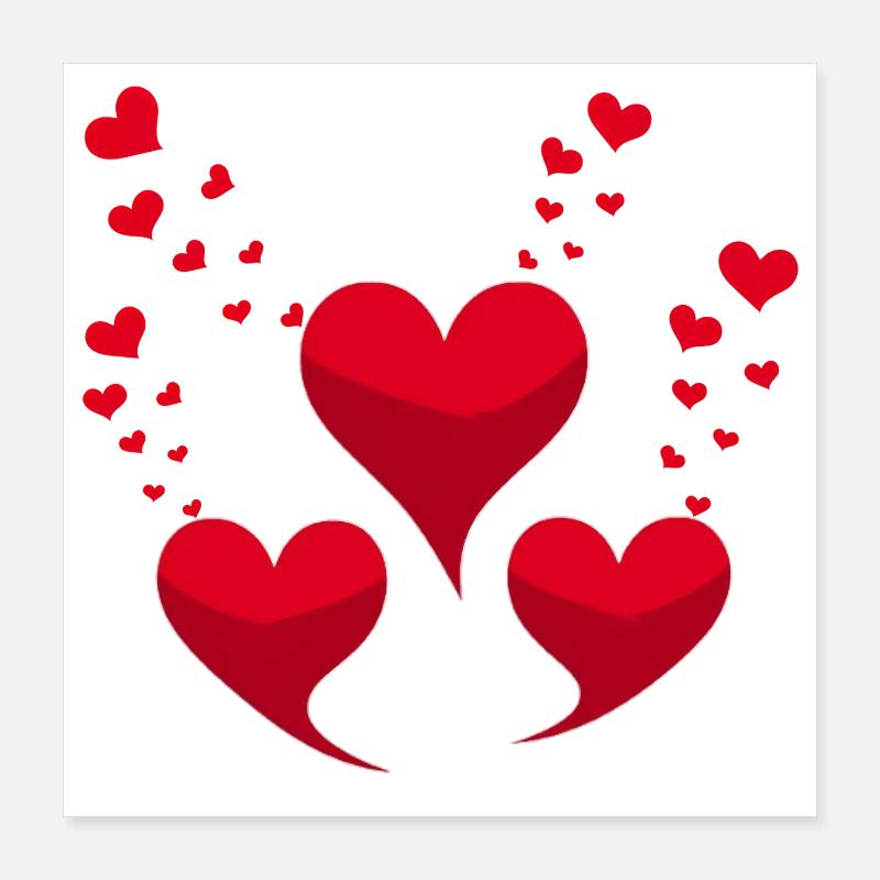Red hearts Poster 16" x 16" (40x40 cm)