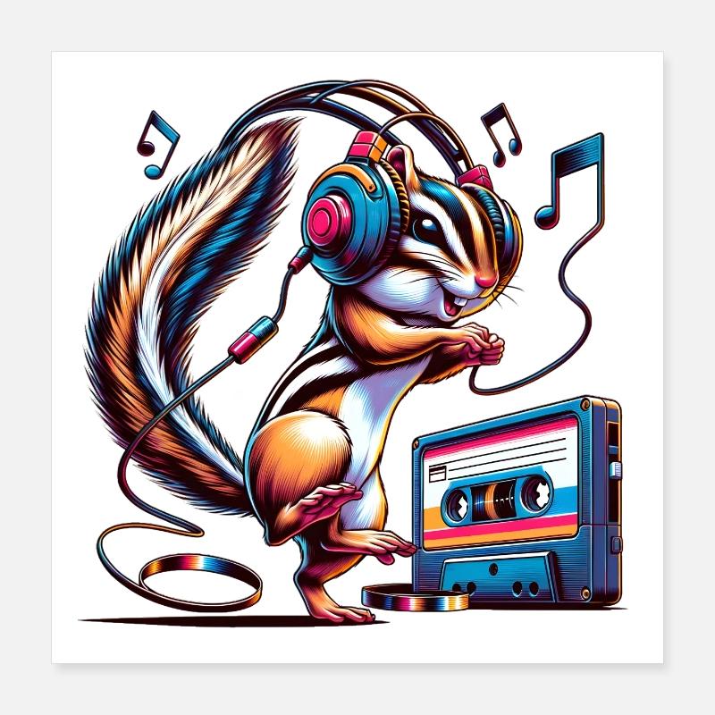 Tamia joyeux avec écouteurs Poster 40 x 40 cm