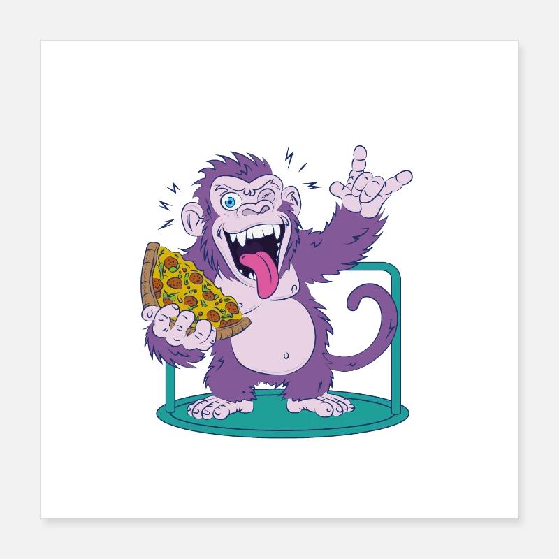 Pizza : Monkey rend les choses meilleures ! Poster 40 x 40 cm