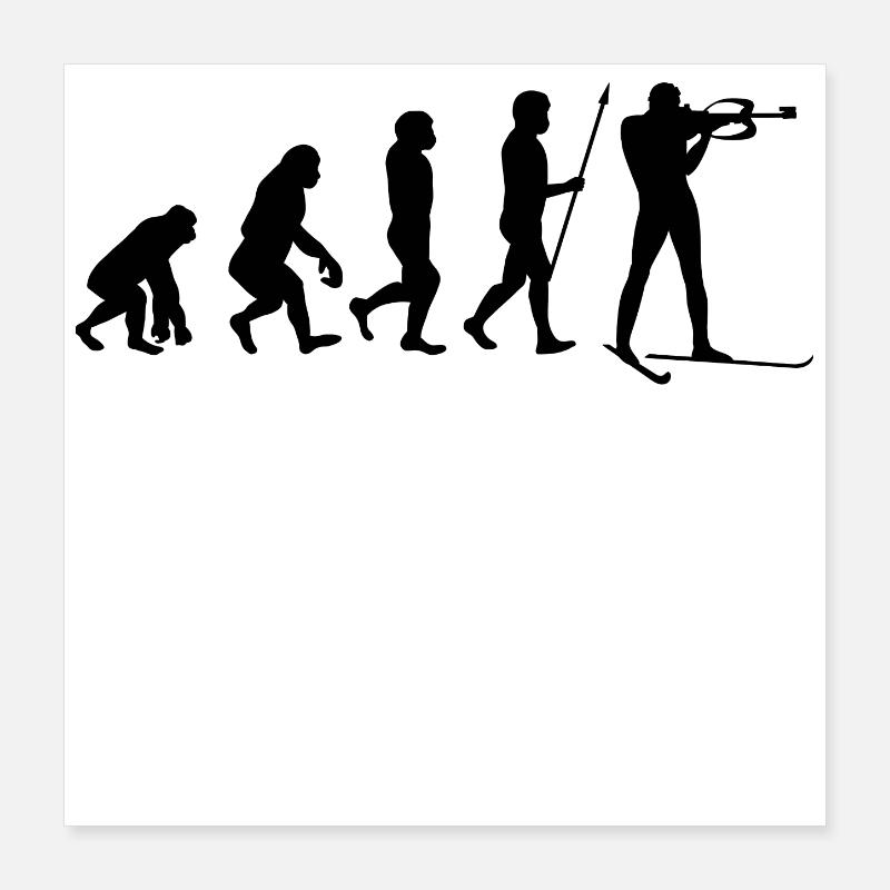 Wintersport Evolution Schifahren Skifahrer Kalt Poster 40x40 cm