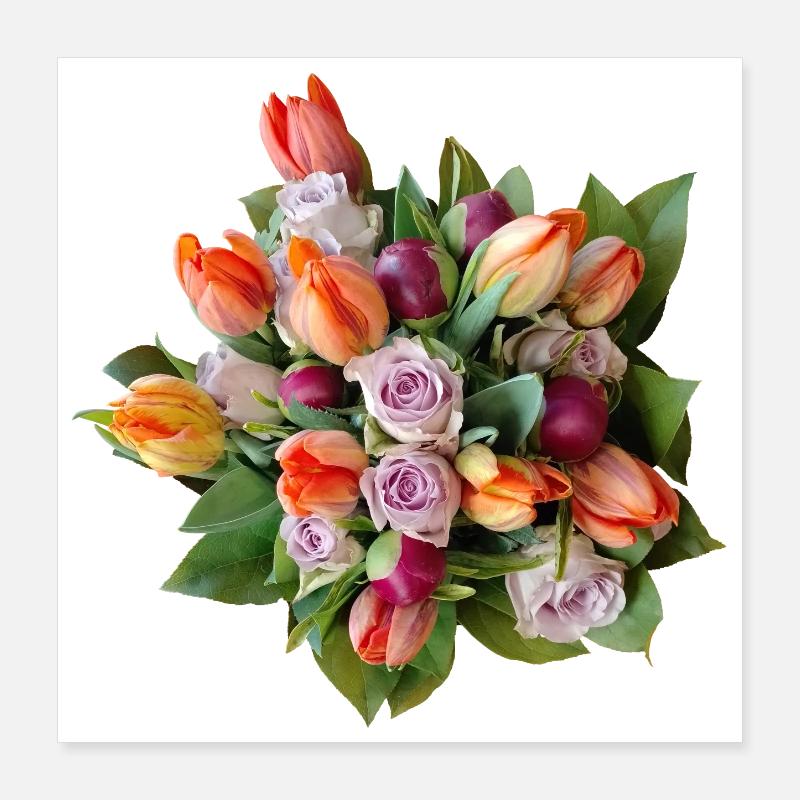Bouquet de fleurs – Rêves pastel Poster 40 x 40 cm