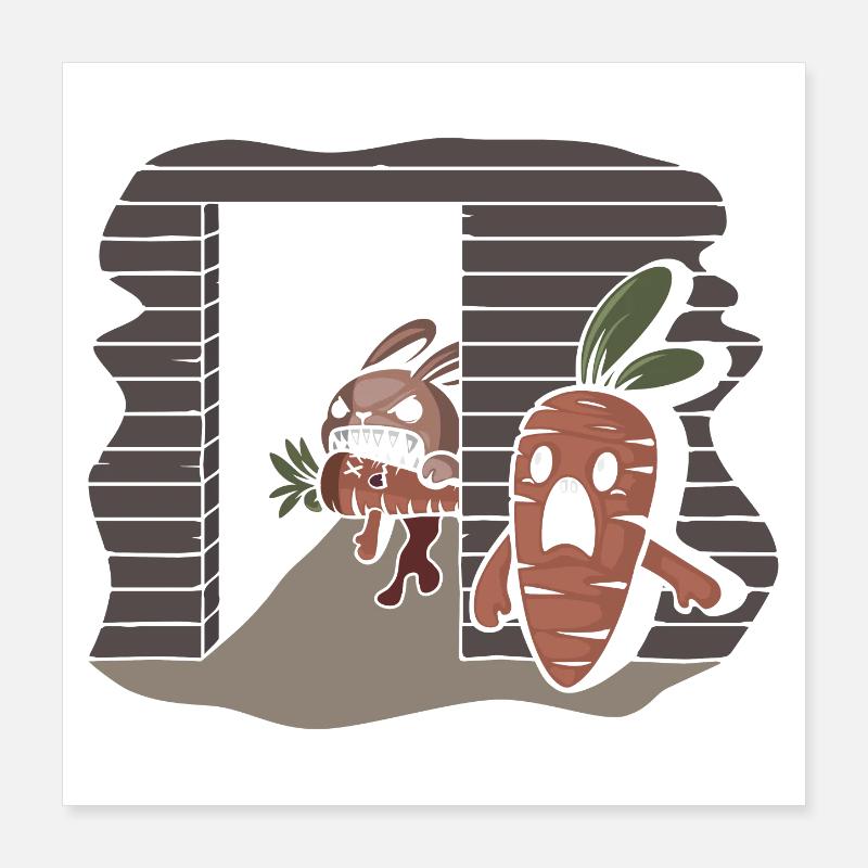 Karotten-Serienmörder-Kaninchen Poster 40x40 cm