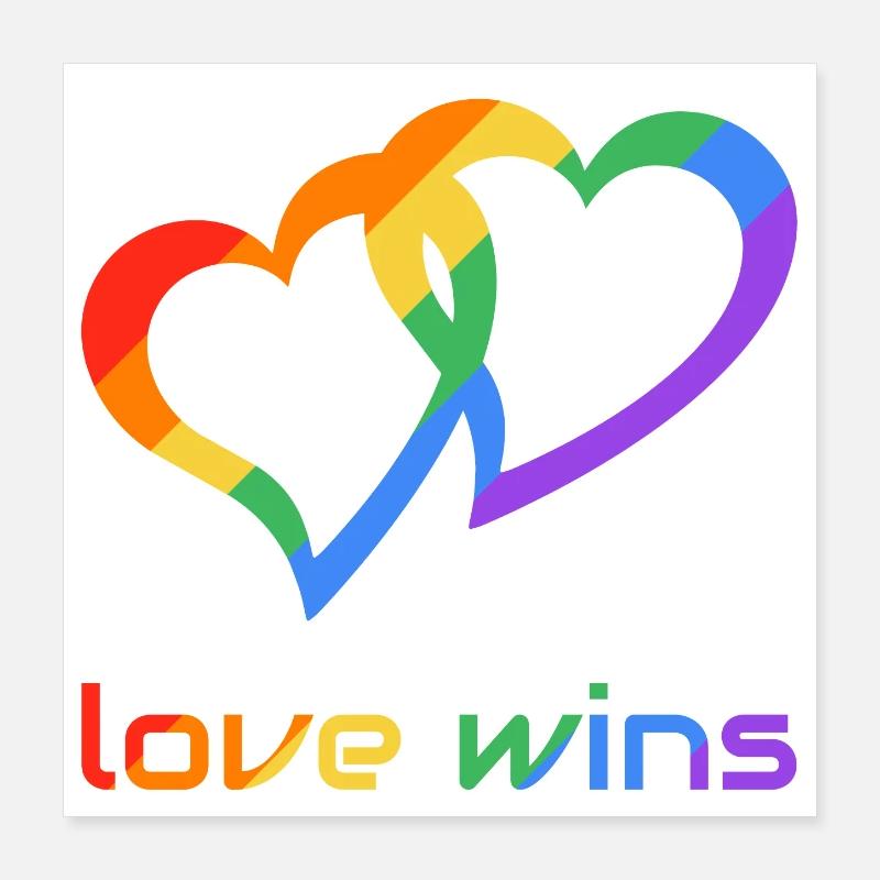 Rainbow Hearts Love Wins Poster 16" x 16" (40x40 cm)
