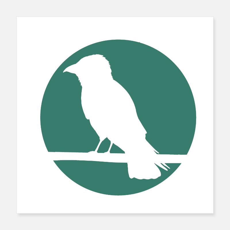 Krähe auf Ast Poster 40x40 cm