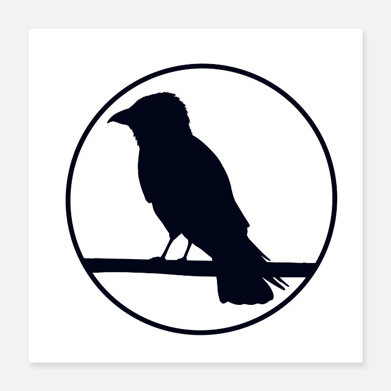Crow on a branch Poster 16" x 16" (40x40 cm)