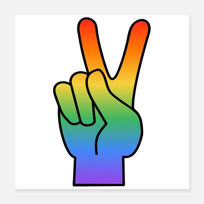 Regenbogen Peace Zeichen Poster 40x40 cm