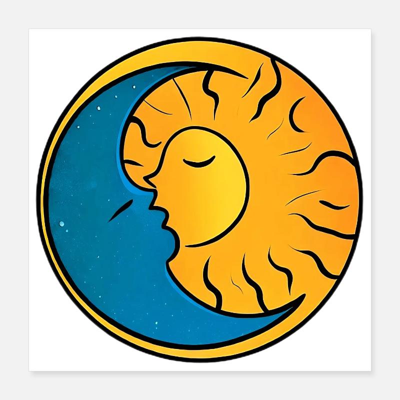 Sun and Moon Poster 16" x 16" (40x40 cm)