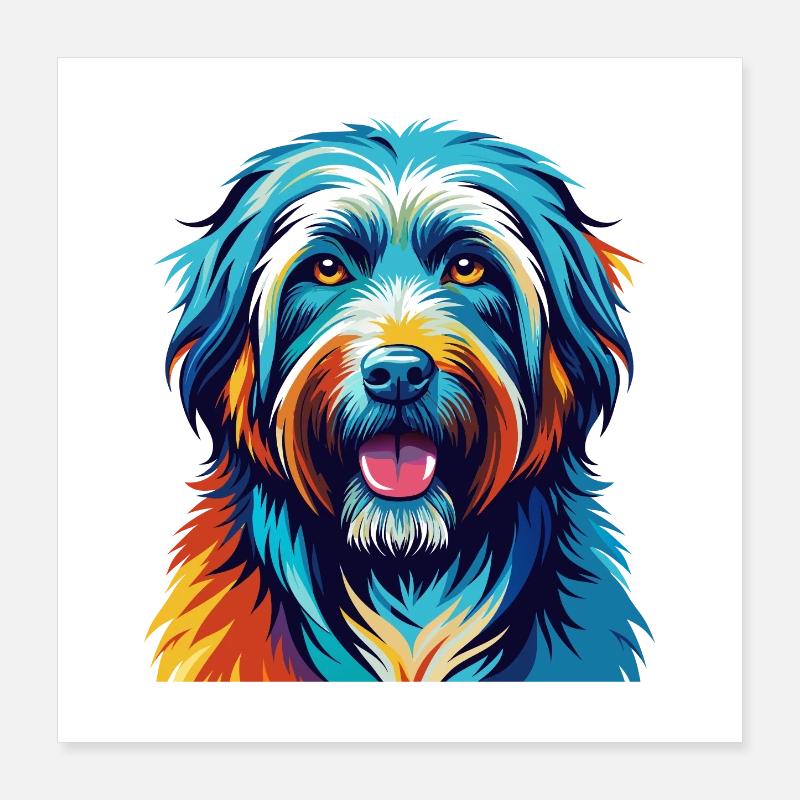 Pyrenäen-Schäferhund-Rasse Bunte Karikatur Kawaii Poster 40x40 cm