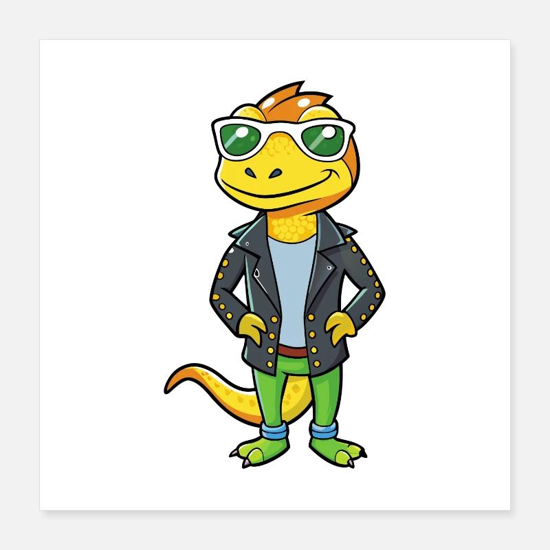 Salamander Funny Cartoon Kawaii Jacket Sunglasses Poster 16" x 16" (40x40 cm)