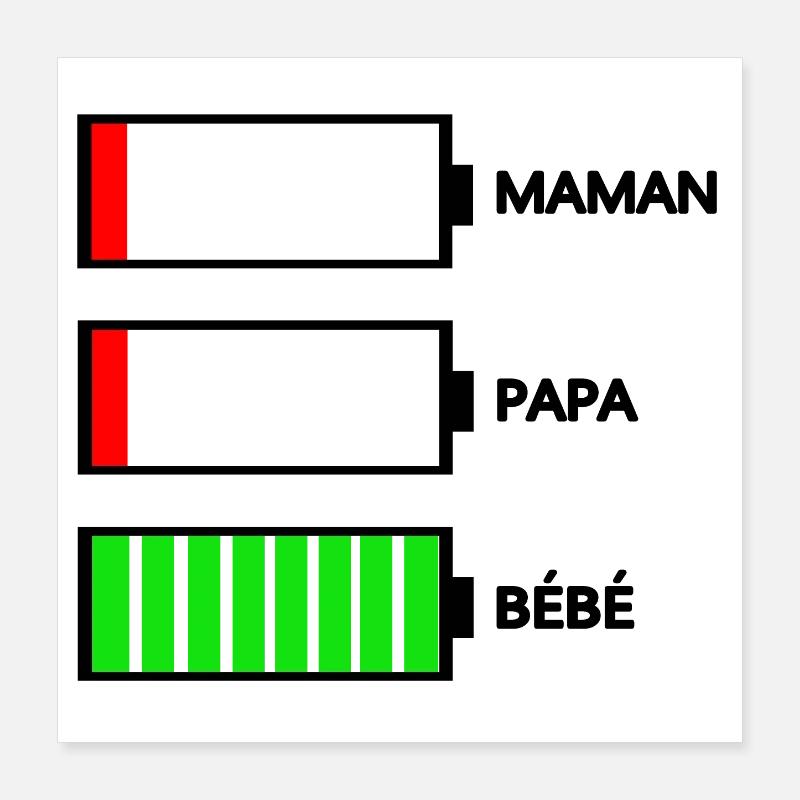 MAMAN PAPA BÉBÉ Poster 40 x 40 cm