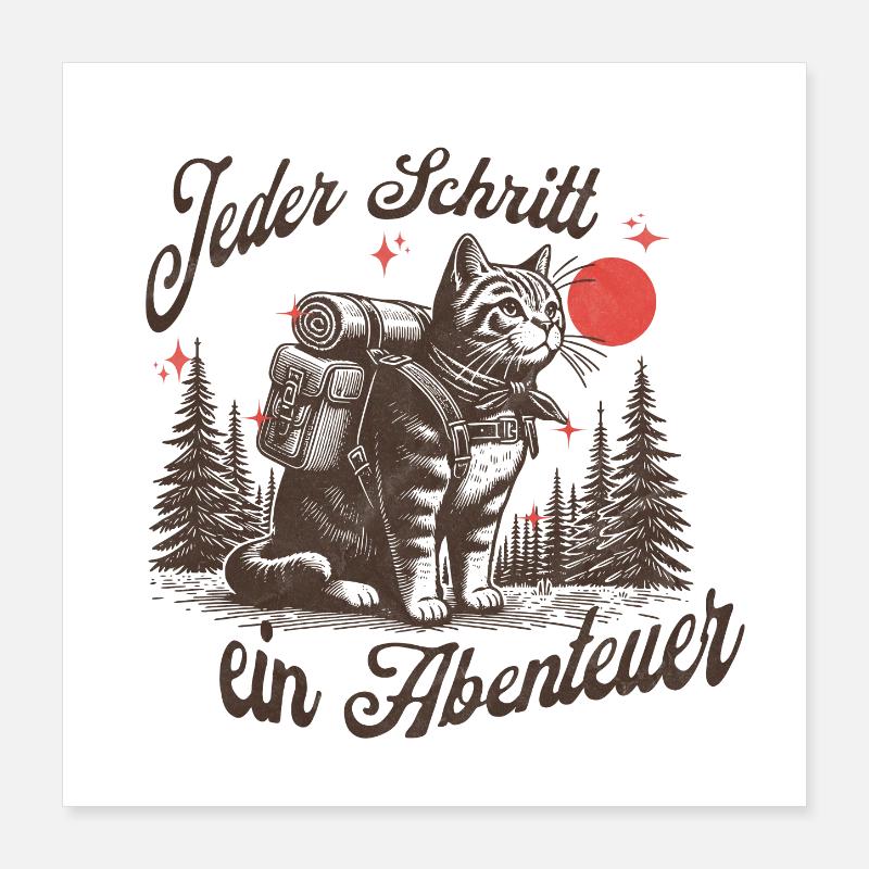 Adventurous Cat Walker by the Night Sky Poster 16" x 16" (40x40 cm)