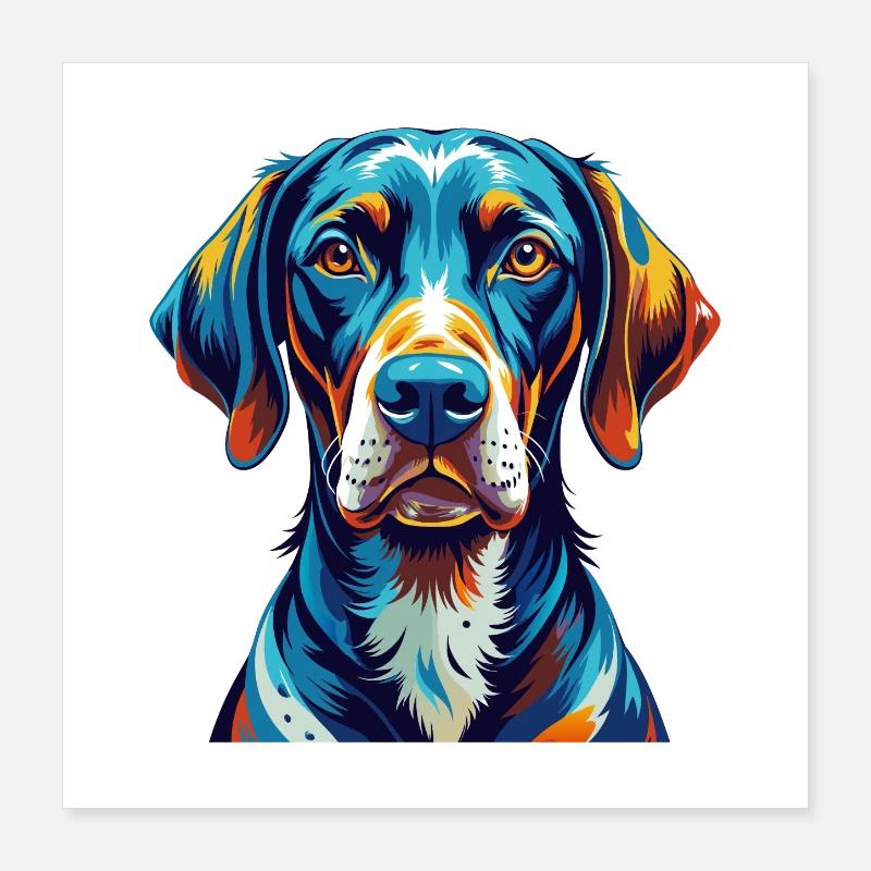 Belgische Pointer Hunderasse Bunte Karikatur Kawaii Poster 40x40 cm