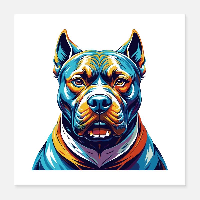 Bully Kutta Chien Race Coloré Dessin Animé Kawaii Poster 40 x 40 cm