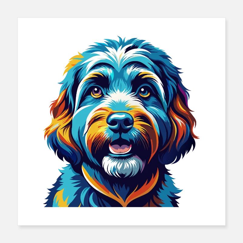 Cockapoo Chien Race Coloré Dessin Animé Kawaii Poster 40 x 40 cm