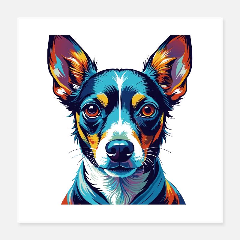 Decker Rat Terrier Hunderasse Karikatur Kawaii Poster 40x40 cm