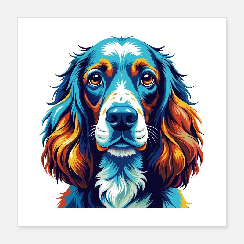 Englischer Cocker Spaniel Hunderasse Karikatur Kawaii Poster 40x40 cm