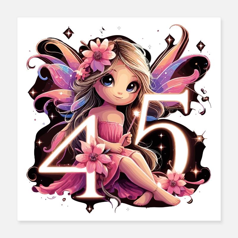 45 ans fée elfe anniversaire cadeau d’anniversaire Poster 40 x 40 cm