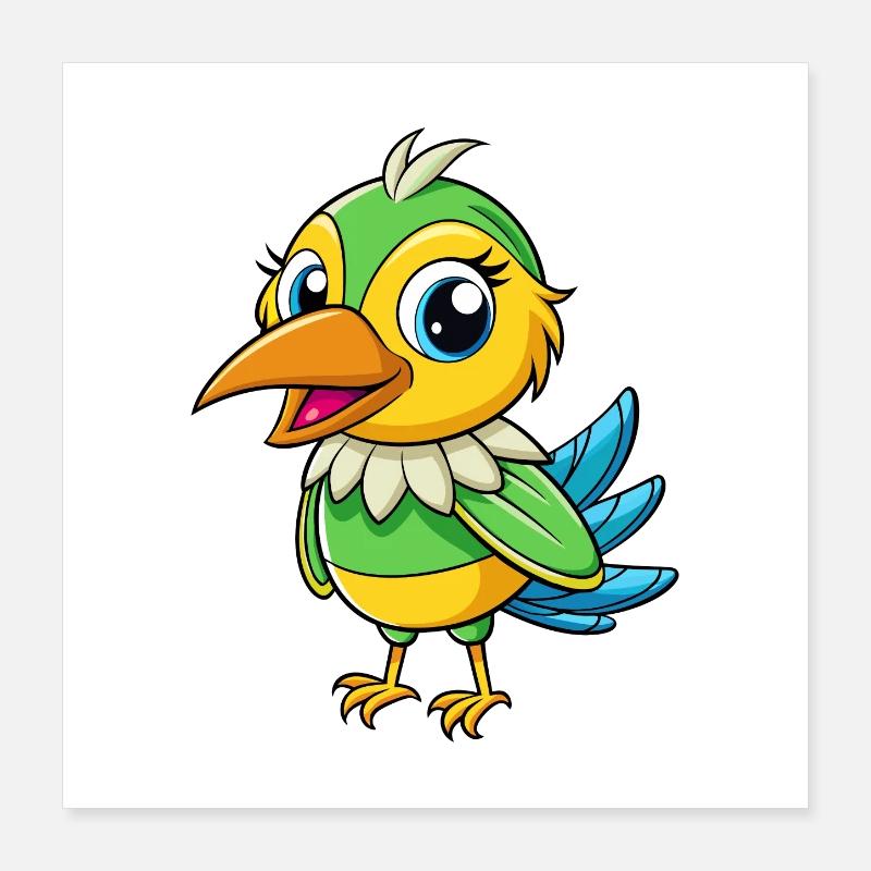 Bee Eater Cute Cartoon Character Kawaii Clipart Poster 16" x 16" (40x40 cm)