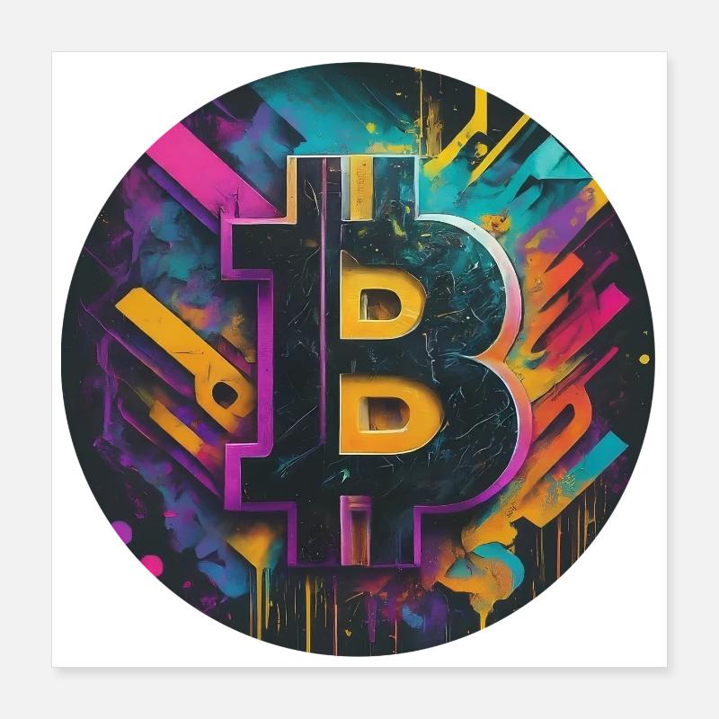 Explosion de couleurs du bitcoin Poster 40 x 40 cm
