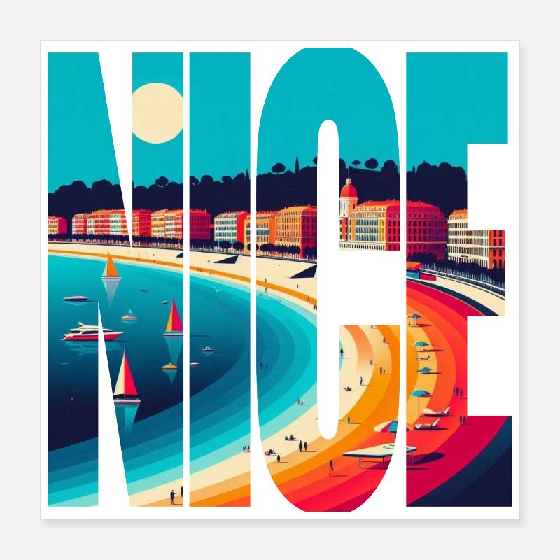 Nice Panoramique Coloré Poster 40 x 40 cm