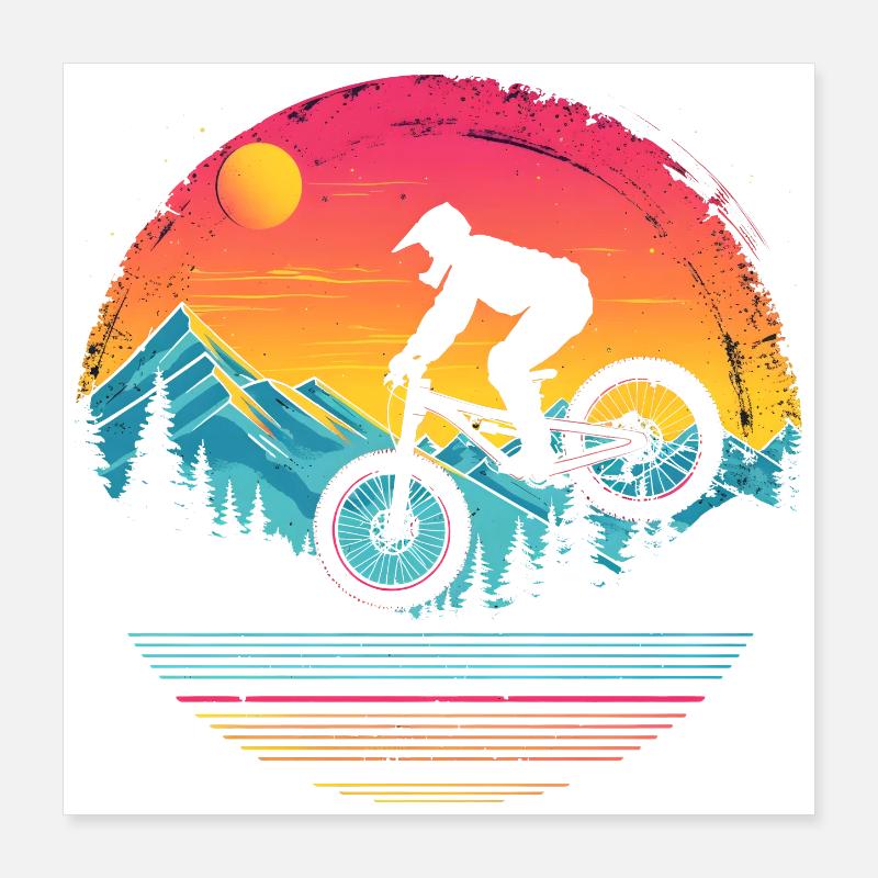 Mountainbiken Vaporwave Poster 40x40 cm