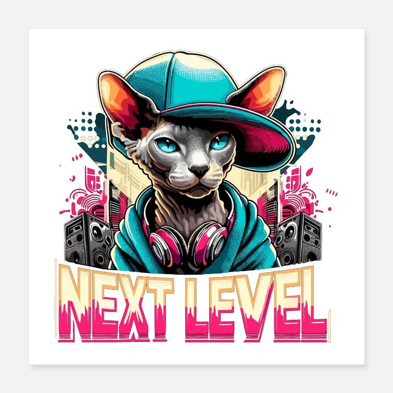 Cornish Rex Next Level Gangster Chat Cadeau Poster 40 x 40 cm