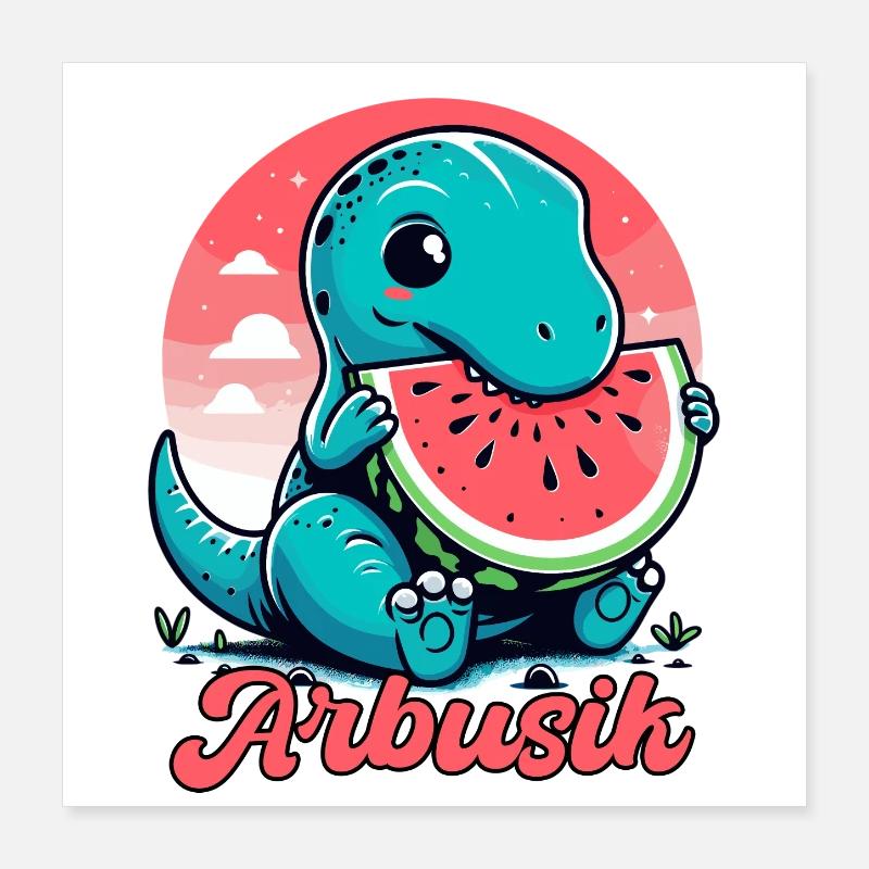 Mignon T-Rex Pastèque Arbusik Cadeau Poster 40 x 40 cm