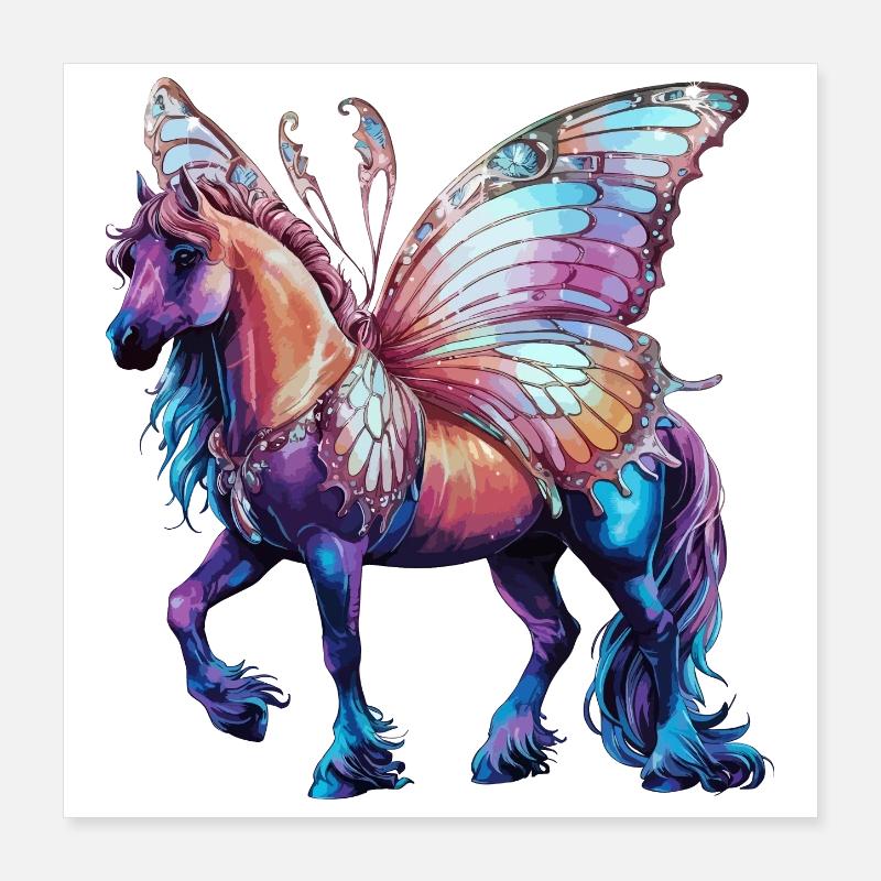Schmetterlingspferd Poster 40x40 cm