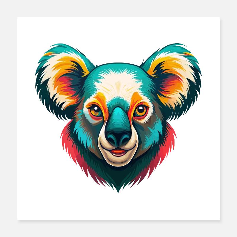 Koala mignon kawaii dessin animé Clipart visage d’animal Poster 40 x 40 cm