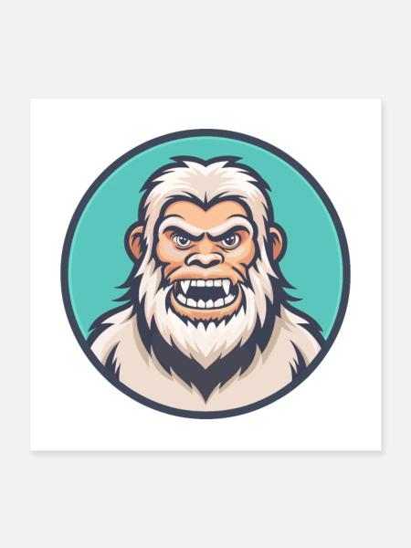Yeti Kawaii Cartoon Character Animal Pet Face - Poster 16" x 16" (40x40 cm) - white - Front