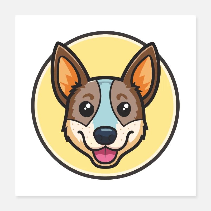 Dessin animé de la race de bouvier australien à queue courte Poster 40 x 40 cm