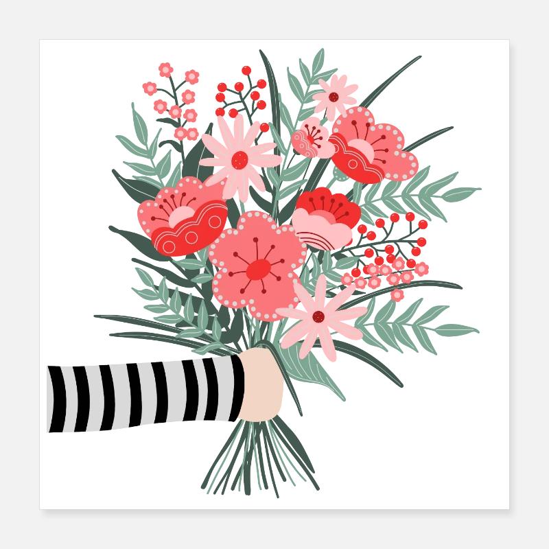 Dites simplement merci - une chère salutation aux fleurs Poster 40 x 40 cm