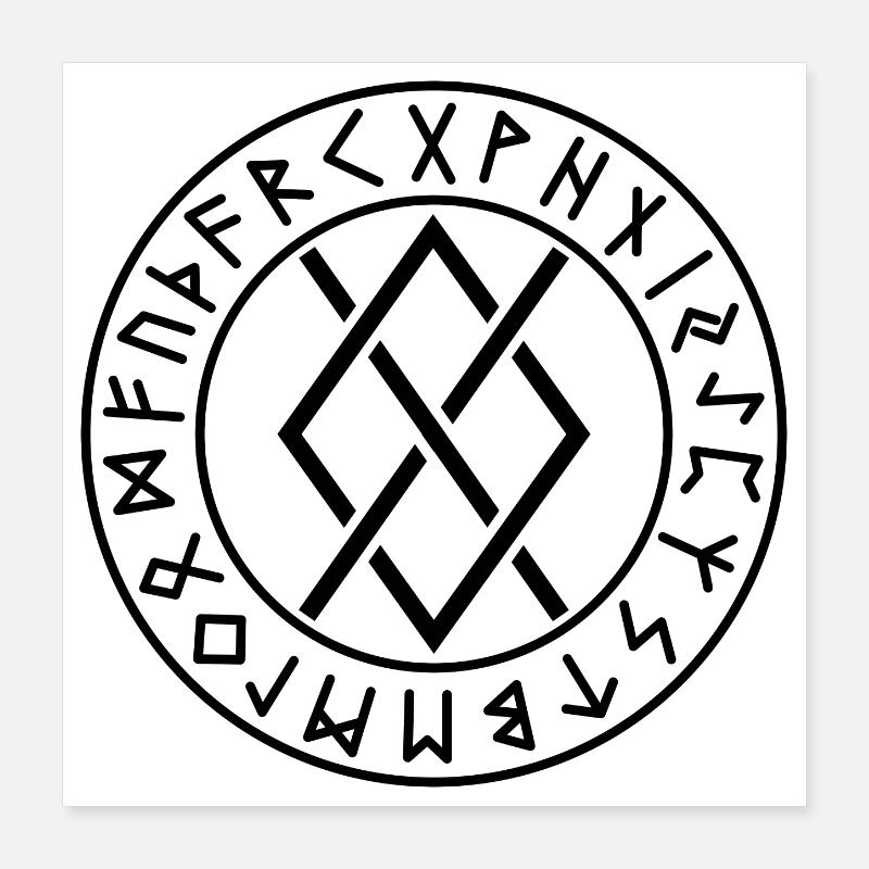 Runes cercles de Gungnir couleur noire Poster 40 x 40 cm