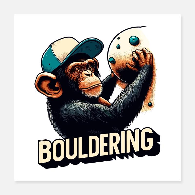 Bouldern Schimpanse Klettern Geschenk Poster 40x40 cm