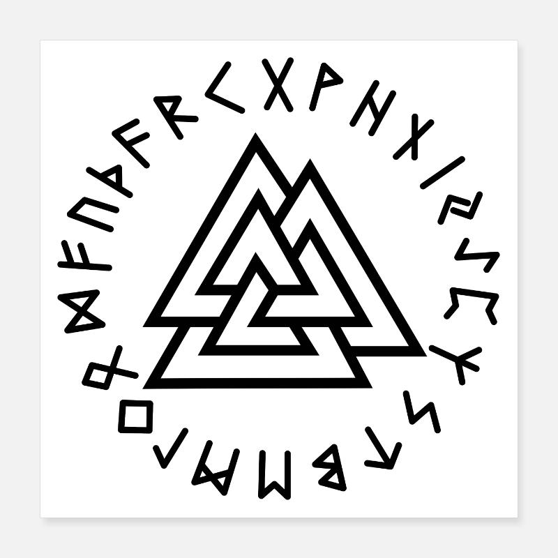 Valknut runes black Poster 16" x 16" (40x40 cm)