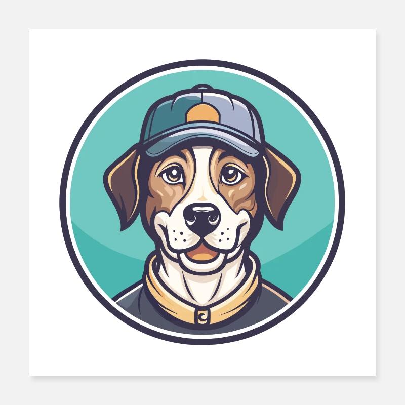 Florida Cracker Cur Dog Breed Funny Cartoon Kawaii Poster 16" x 16" (40x40 cm)