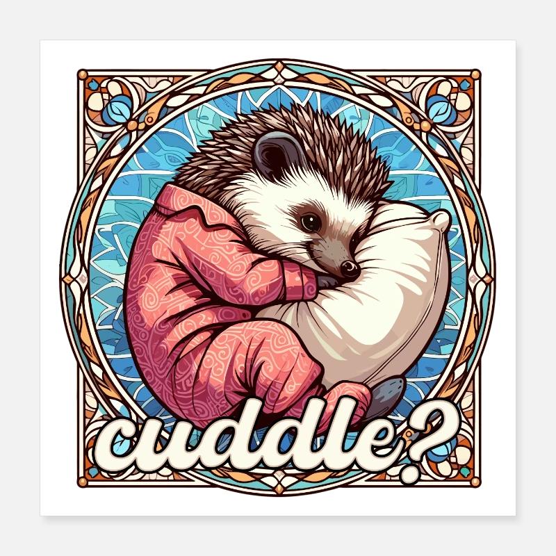 Hérisson Câlin Cadeau Dâtril Oreiller Câlin Poster 40 x 40 cm