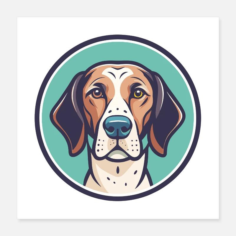 Old Spanish Pointer Dog Breed Funny Cartoon Kawaii Poster 16" x 16" (40x40 cm)