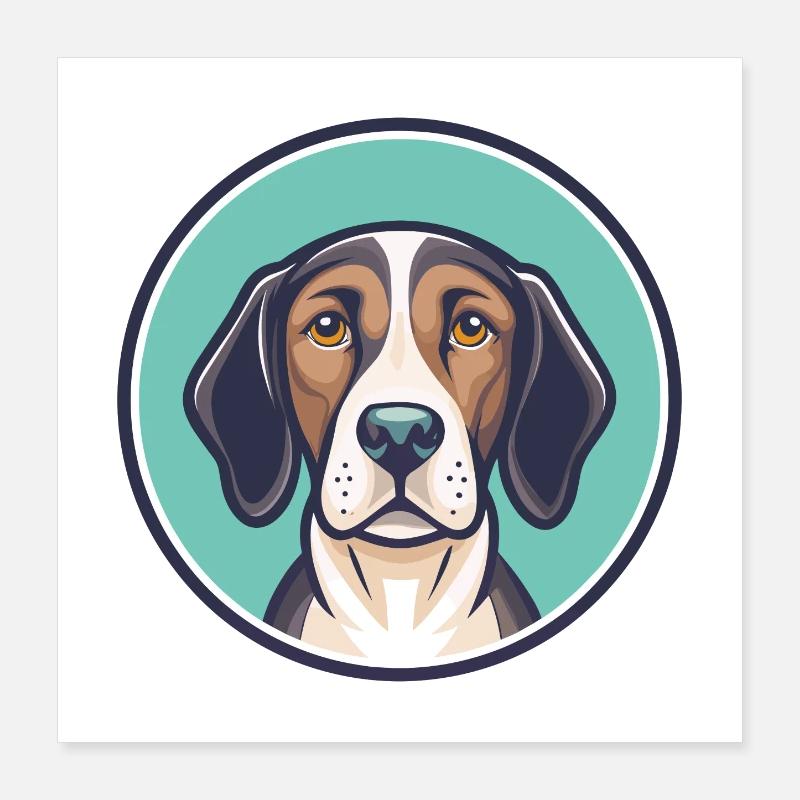 Pointer chien race dessin animé personnage Kawaii Clipart Poster 40 x 40 cm