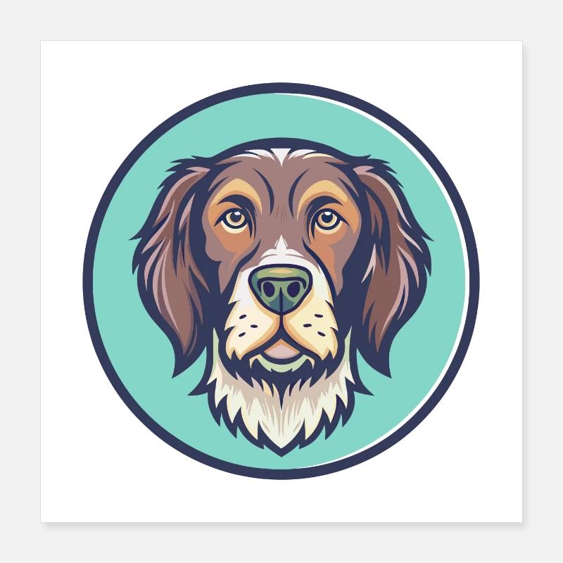 Slovak Rough Haired Pointer Dog Breed Cartoon Pet Poster 16" x 16" (40x40 cm)