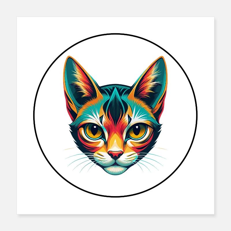 Pixie Bob Katze Rasse Cartoon Kawaii Tier Haustier Poster 40x40 cm