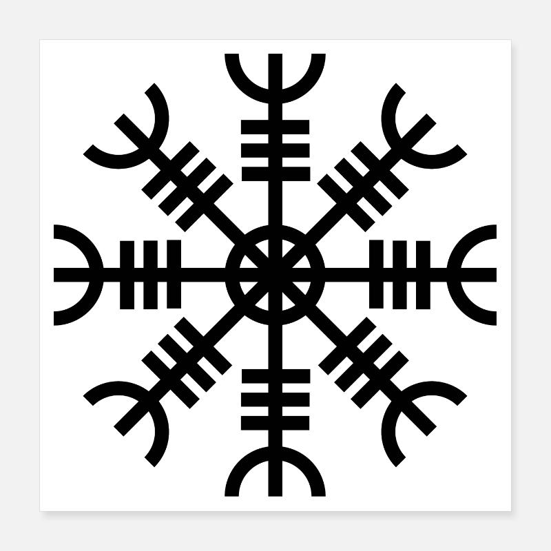 Aegishjalmur schwarz Poster 40x40 cm
