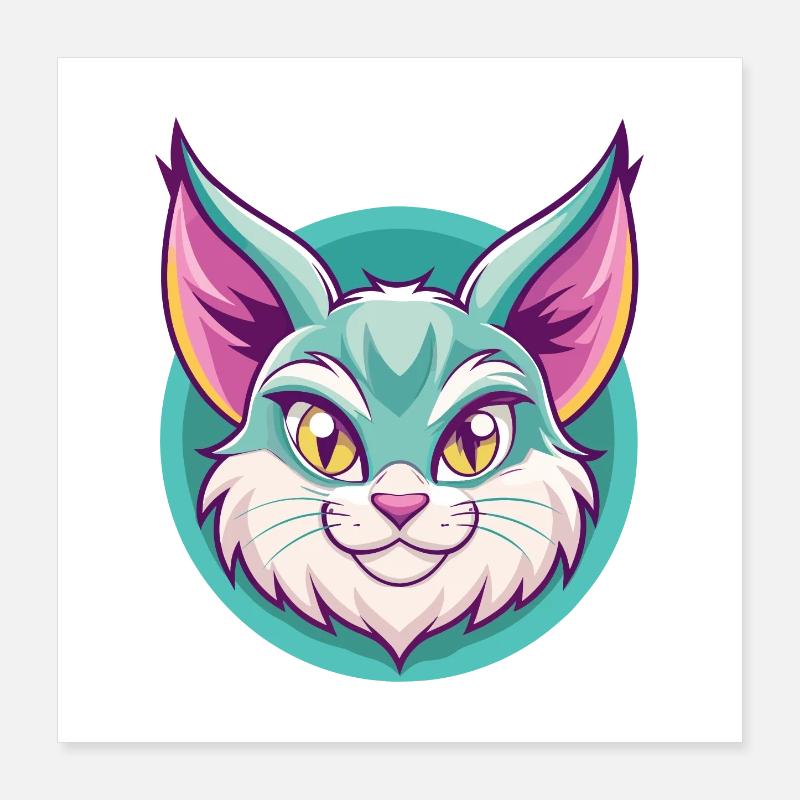 Pixie Bob Chat Race Dessin animé Kawaii Animal Pet Poster 40 x 40 cm