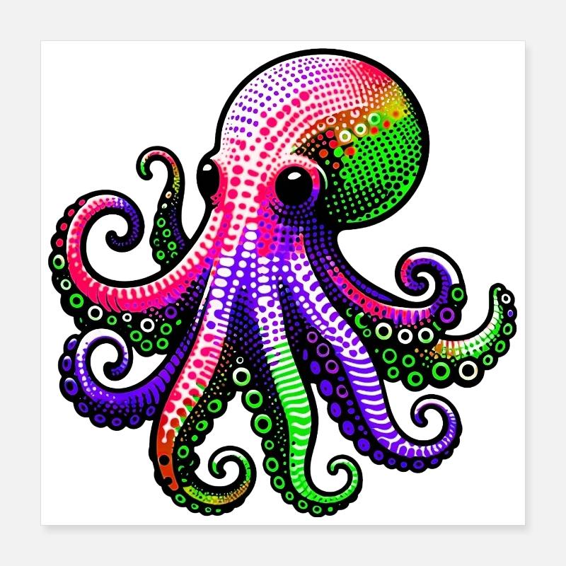 Krake Poster 40x40 cm