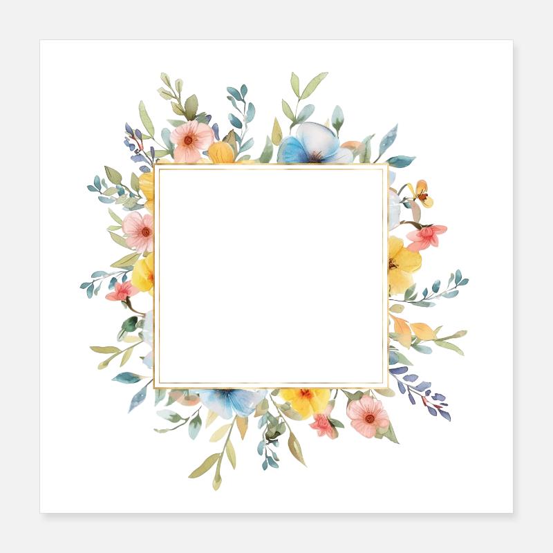 Blumen-Design, eckig, personalisierbar Poster 40x40 cm