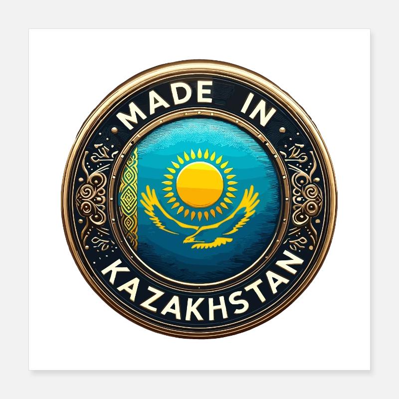 Made in Kasachstan Adler Geschenk Poster 40x40 cm