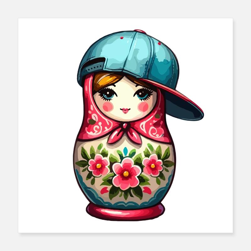 Matriochka Cool Cap Cadeau Poster 40 x 40 cm