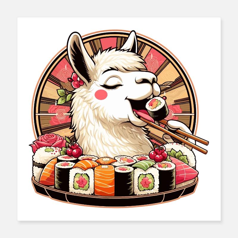 Sushi Lama Maki Cadeau Poster 40 x 40 cm